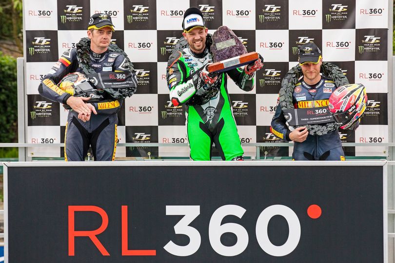 RL360 Superstock winners Conor Cummins, Peter Hickman, and Davey Todd