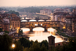 wide shot of florence at night