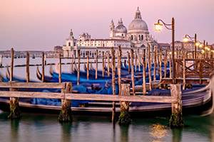 venice evening waterfront wide shot